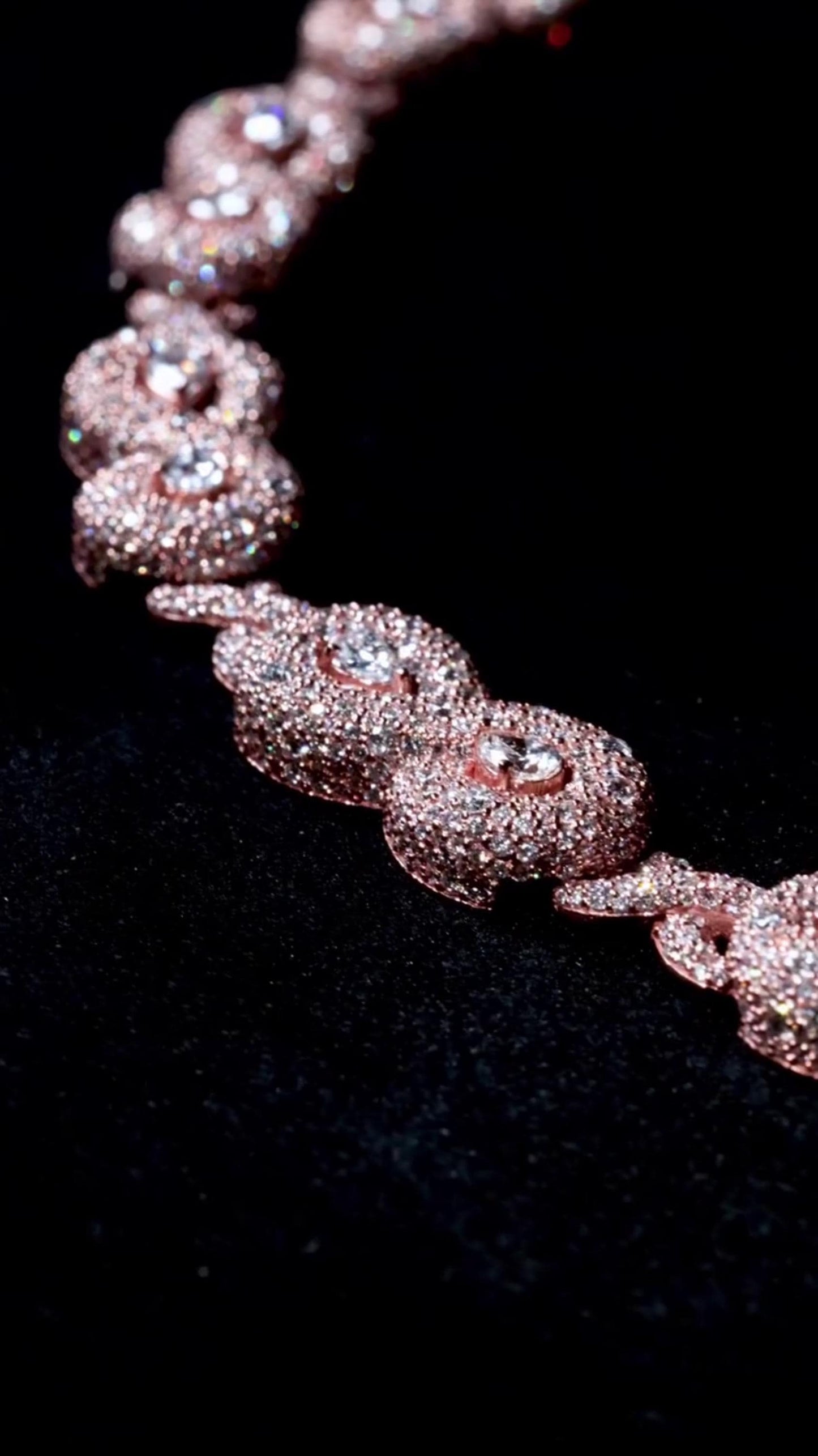 10mm Infinity Link Moissanite Necklace with Pear Accents | VVS Iced Out Chain in 925 Sterling Silver with Rose Gold Finish | Hip Hop Jewelry