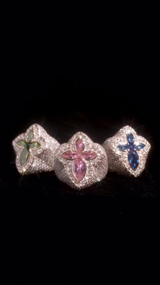 Large Marquise Cross Ring | Marquise Gemstones | VVS Moissanite Diamonds | Fully Customized Mens Hip Hop Ring | 925 Sterling Silver