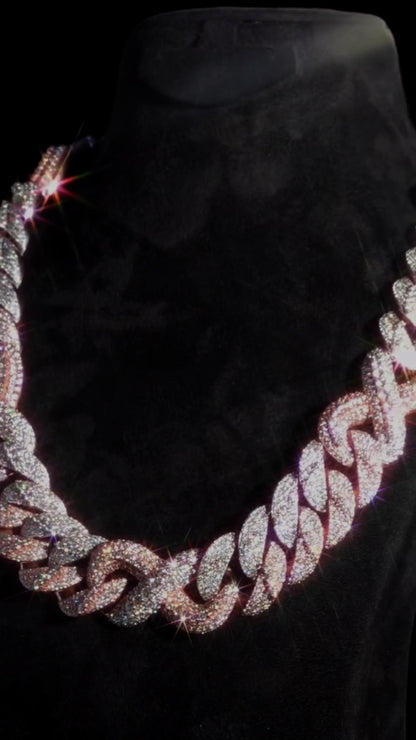 28mm Two-Tone Moissanite Cuban Link Chain | VVS D-Color Moissanite | Pass Diamond Tester | Iced Out Hip Hop Necklace for Men