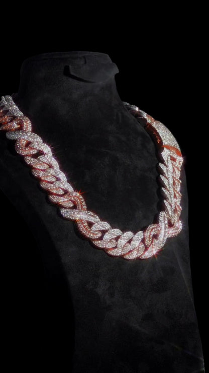 28mm Two-Tone Moissanite Cuban Link Chain | VVS D-Color Moissanite | Pass Diamond Tester | Iced Out Hip Hop Necklace for Men