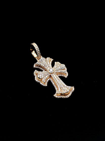Iced Out Cross Pendant, 1.5" Moissanite or Lab Grown Diamonds, 925 Sterling Silver or 10K Gold, Luxury Hip Hop Jewelry for Men & Women