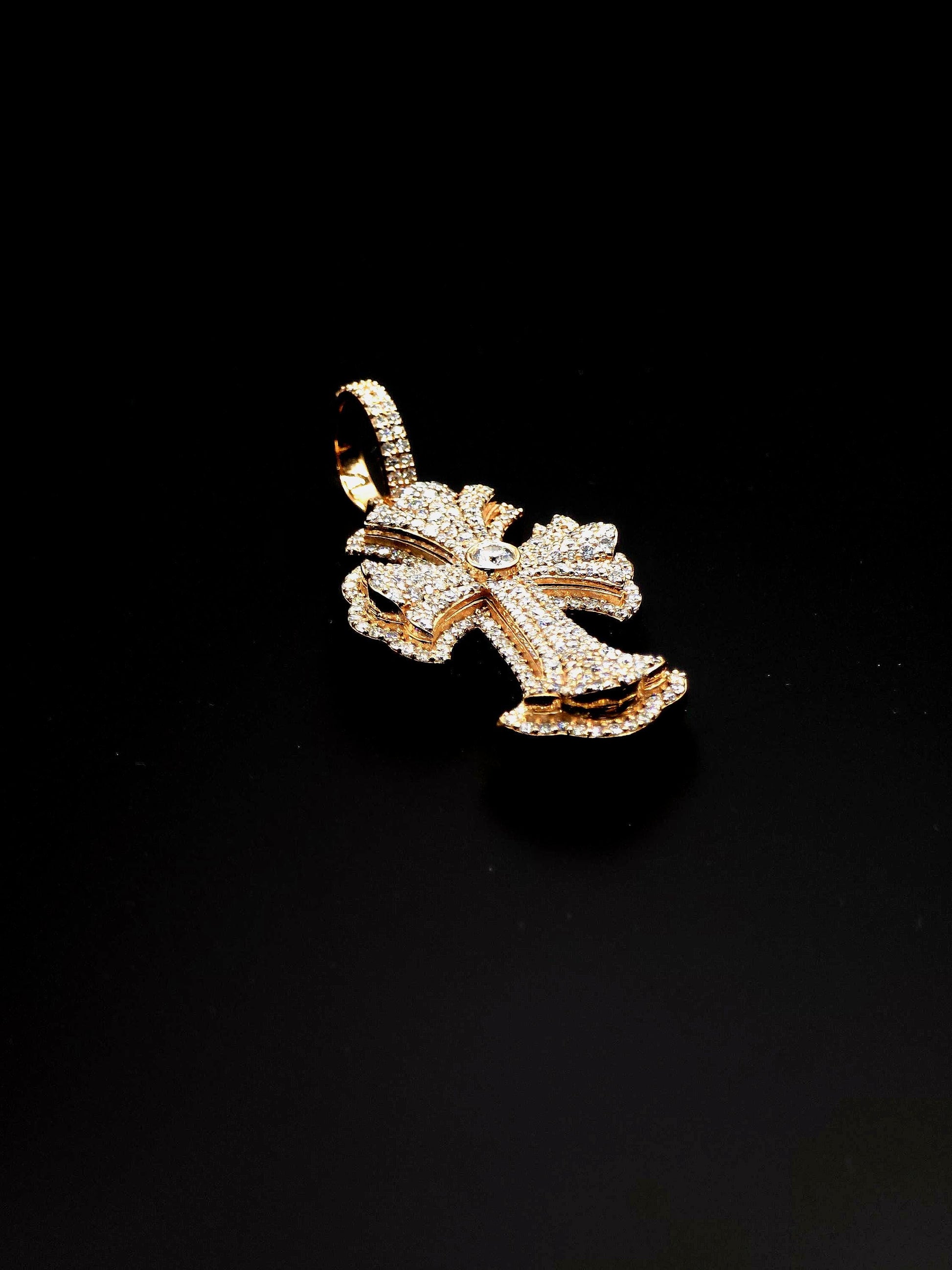 Iced Out Cross Pendant, 1.5" Moissanite or Lab Grown Diamonds, 925 Sterling Silver or 10K Gold, Luxury Hip Hop Jewelry for Men & Women