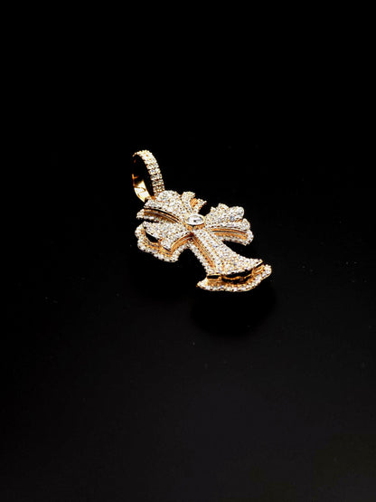 Iced Out Cross Pendant, 1.5" Moissanite or Lab Grown Diamonds, 925 Sterling Silver or 10K Gold, Luxury Hip Hop Jewelry for Men & Women