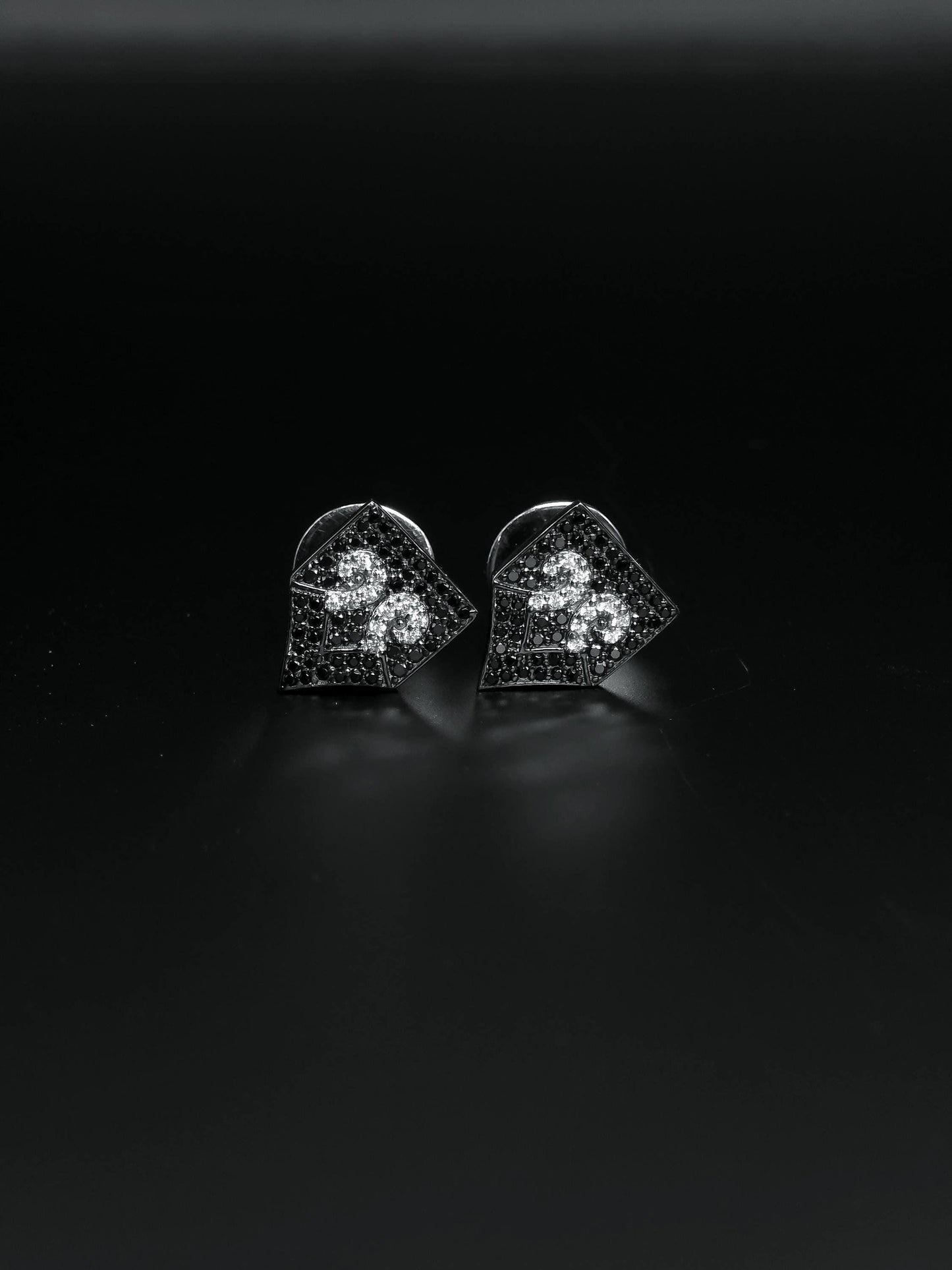 Black & White Moissanite Stud Earrings | 925 Silver Iced Out Hip Hop Earrings | Screw Back Luxury Unisex Jewelry