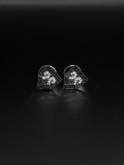 Black & White Moissanite Stud Earrings | 925 Silver Iced Out Hip Hop Earrings | Screw Back Luxury Unisex Jewelry