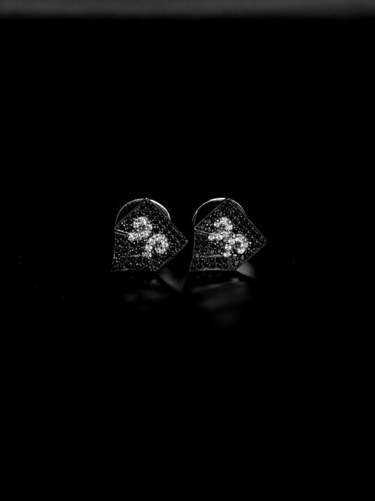 Black & White Moissanite Stud Earrings | 925 Silver Iced Out Hip Hop Earrings | Screw Back Luxury Unisex Jewelry