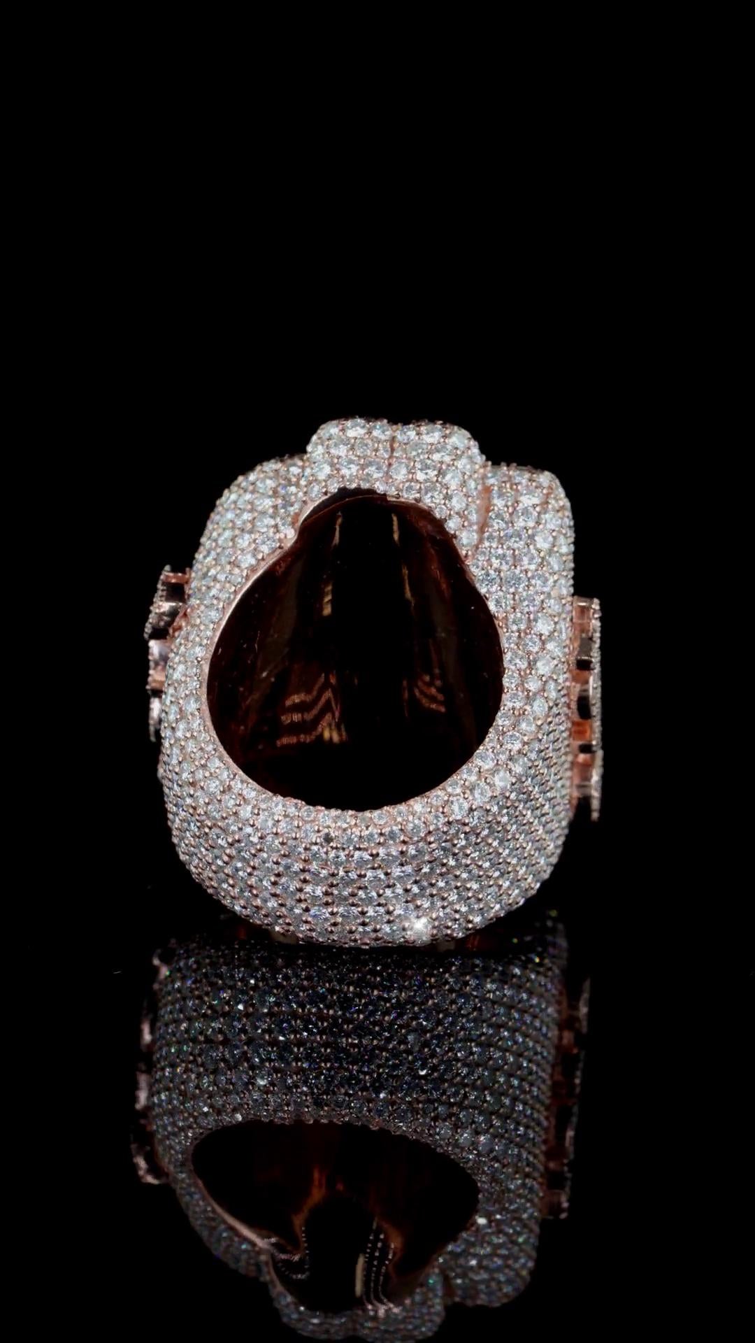 Fully Iced Out Bitcoin B Ring | Baguette & Round Moissanite | 925 Sterling Silver | Hip Hop Statement Ring | Custom Jewelry | Men’s Bling