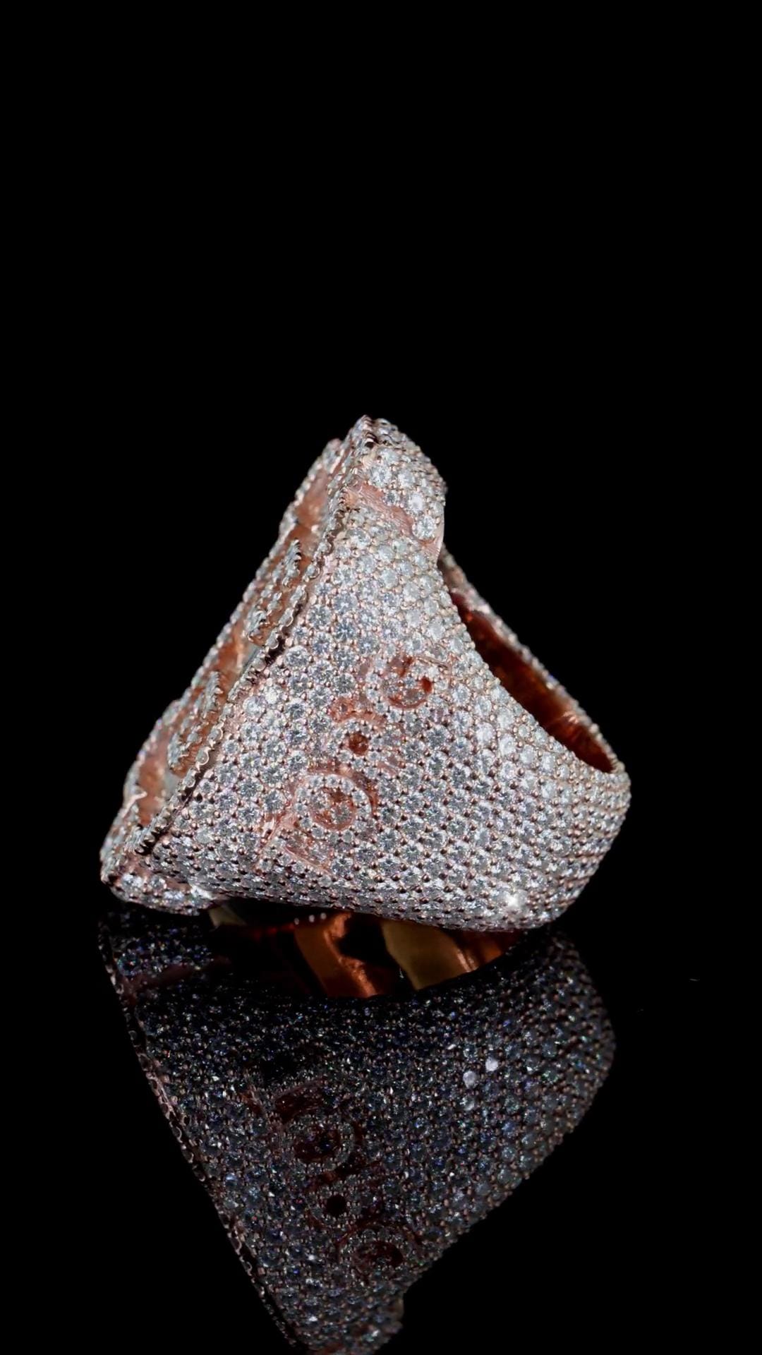 Fully Iced Out Bitcoin B Ring | Baguette & Round Moissanite | 925 Sterling Silver | Hip Hop Statement Ring | Custom Jewelry | Men’s Bling