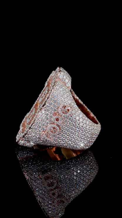 Fully Iced Out Bitcoin B Ring | Baguette & Round Moissanite | 925 Sterling Silver | Hip Hop Statement Ring | Custom Jewelry | Men’s Bling
