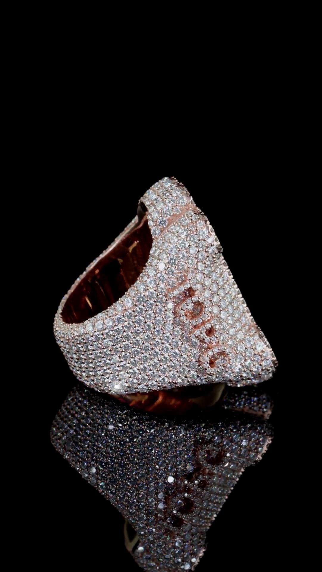 Fully Iced Out Bitcoin B Ring | Baguette & Round Moissanite | 925 Sterling Silver | Hip Hop Statement Ring | Custom Jewelry | Men’s Bling
