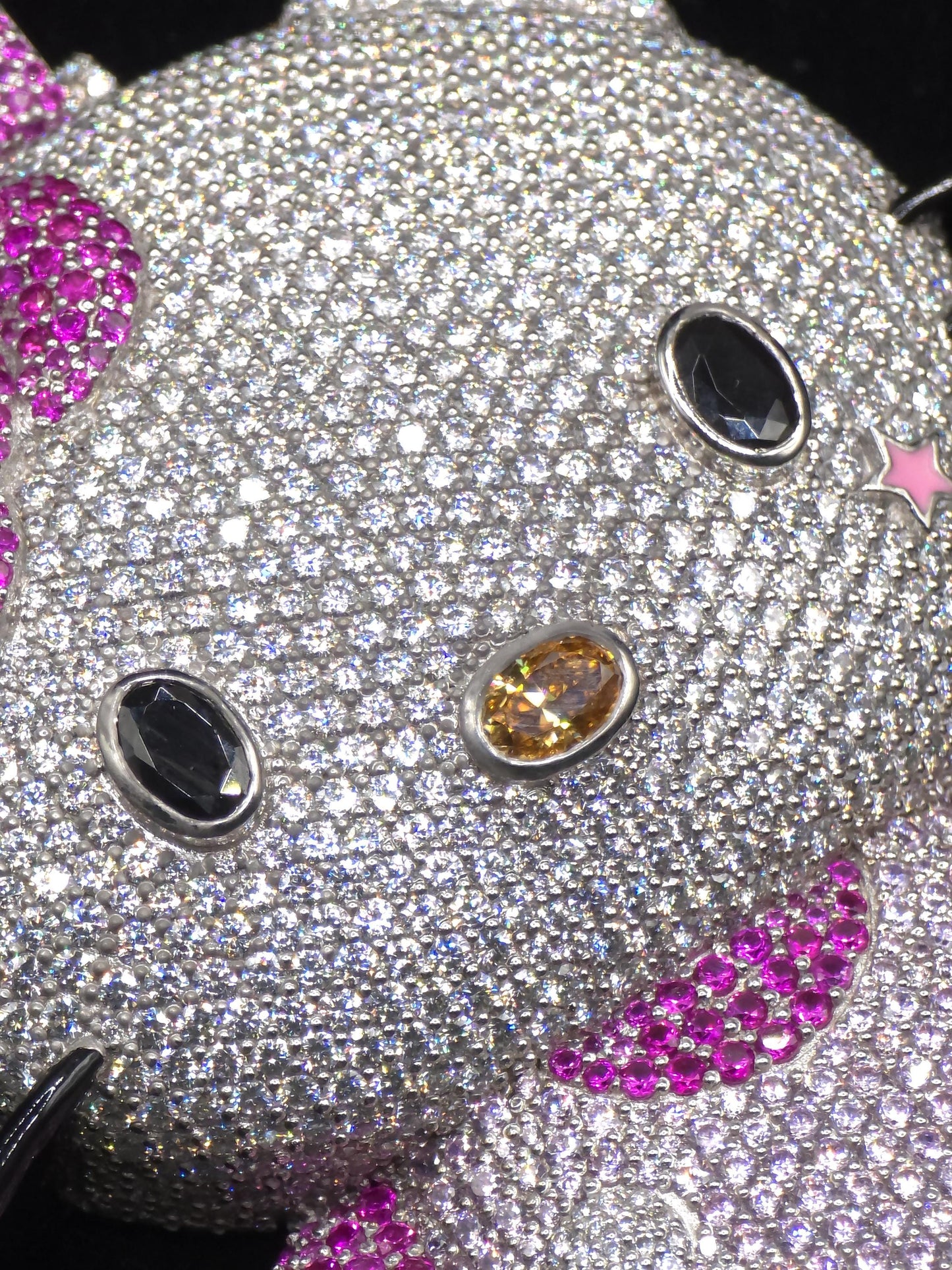 3" Fully Iced Cartoon Cat VVS Moissanite Diamond Pendant, Passes Diamond Test, Icy Hip Hop Pendant, Solid Back
