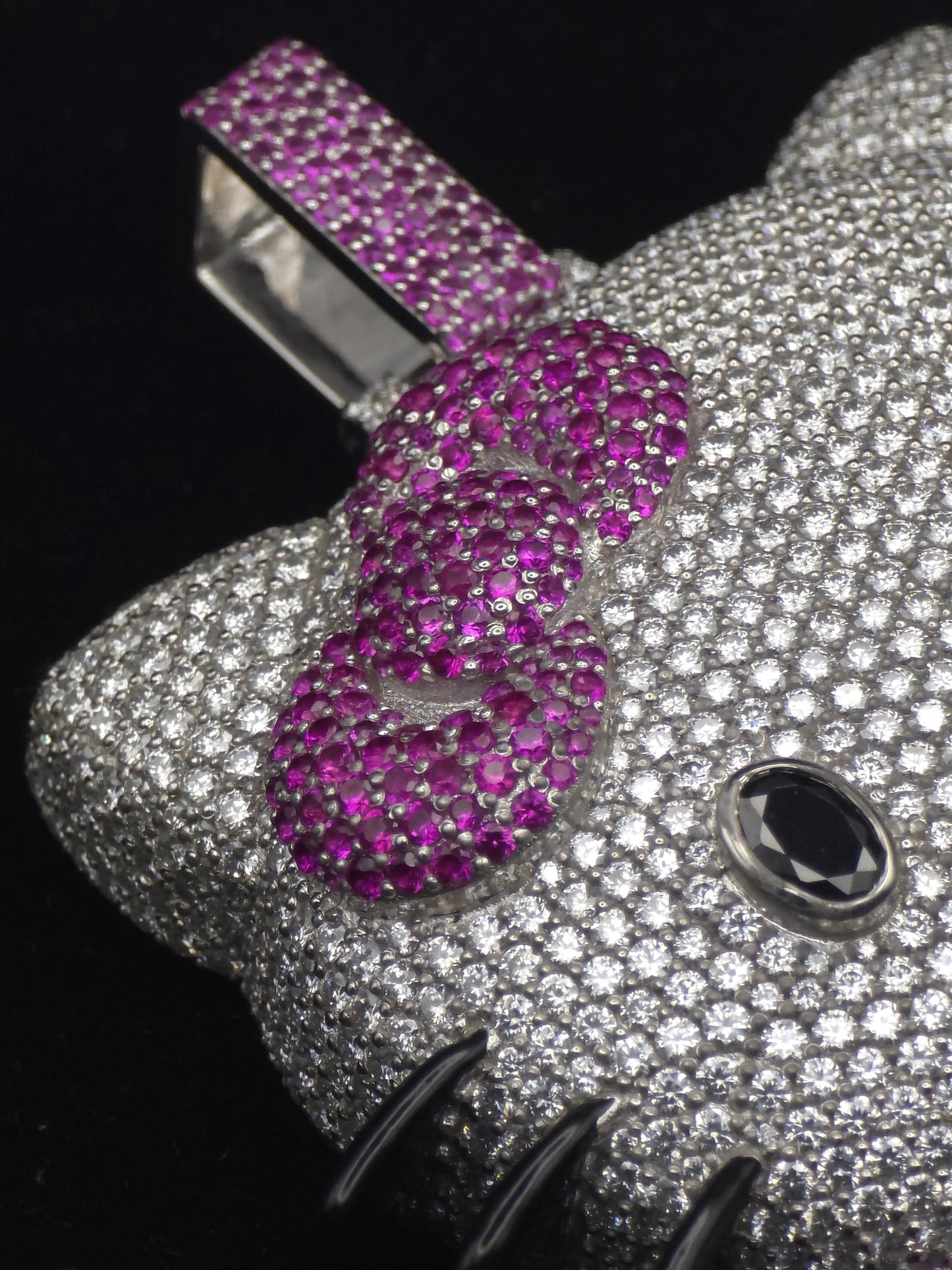 3" Fully Iced Cartoon Cat VVS Moissanite Diamond Pendant, Passes Diamond Test, Icy Hip Hop Pendant, Solid Back