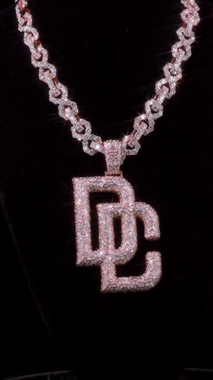 Real Moissanite Diamonds Men Letter Pendant, Custom Name, Alphabet, Letter, Cuban Chain, Real Solid 925 Silver, 14k Gold Plated