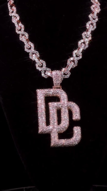 Real Moissanite Diamonds Men Letter Pendant, Custom Name, Alphabet, Letter, Cuban Chain, Real Solid 925 Silver, 14k Gold Plated
