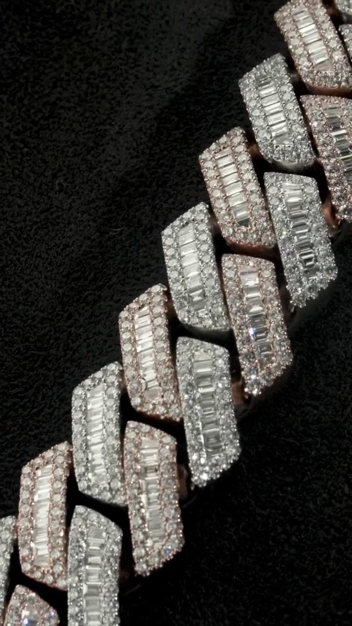 22mm Baguette Cuban Link Chain | VVS1 Moissanite Iced Out Necklace | Heavy 925 Sterling Silver | Pass Diamond Tester