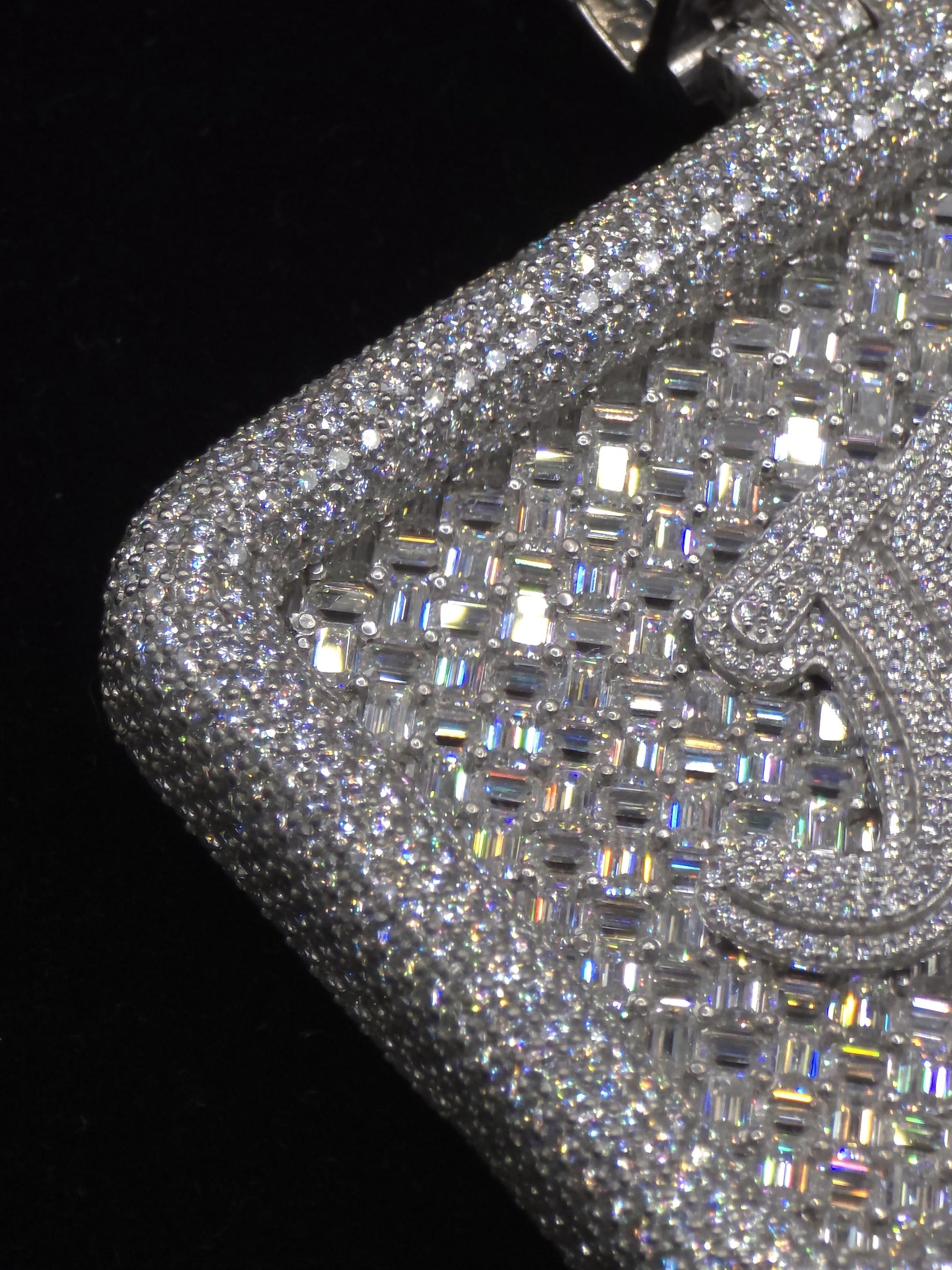 Custom VVS1 Moissanite Pendant | Zig Zag Set Emerald cut Moissanite Diamonds | Rhodium Plated 925 Sterling Silver | Diamond Tester Approved
