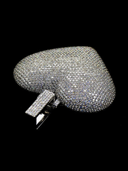 14.66Ct Round Cut Moissanite Diamond Men's Customized Heart Pendant 10K White Gold, Fully Iced Out Men's Hip-hop Pendant