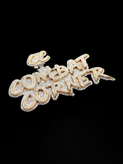 Real Moissanite Diamonds Men Layered Name Pendant, Custom Name, Alphabet, Letter, Cuban Chain, Real Solid 925 Silver, 14k Rose Gold Plated