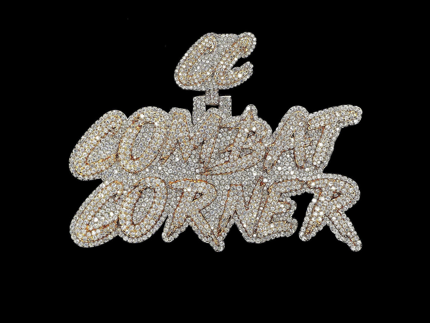 Real Moissanite Diamonds Men Layered Name Pendant, Custom Name, Alphabet, Letter, Cuban Chain, Real Solid 925 Silver, 14k Rose Gold Plated