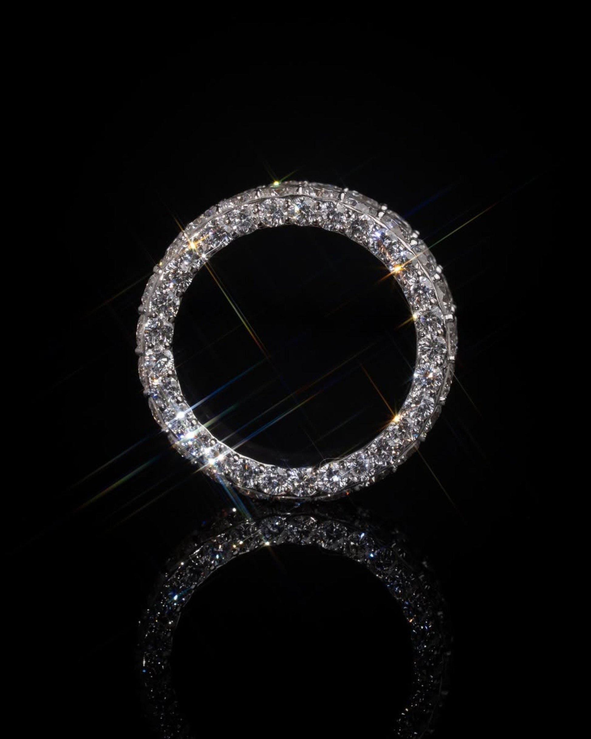 Iced Out Moissanite Eternity Ring – Sterling Silver Luxury Jewelry for Men, Iced Out Pinky Ring, Statement Rings For Him
