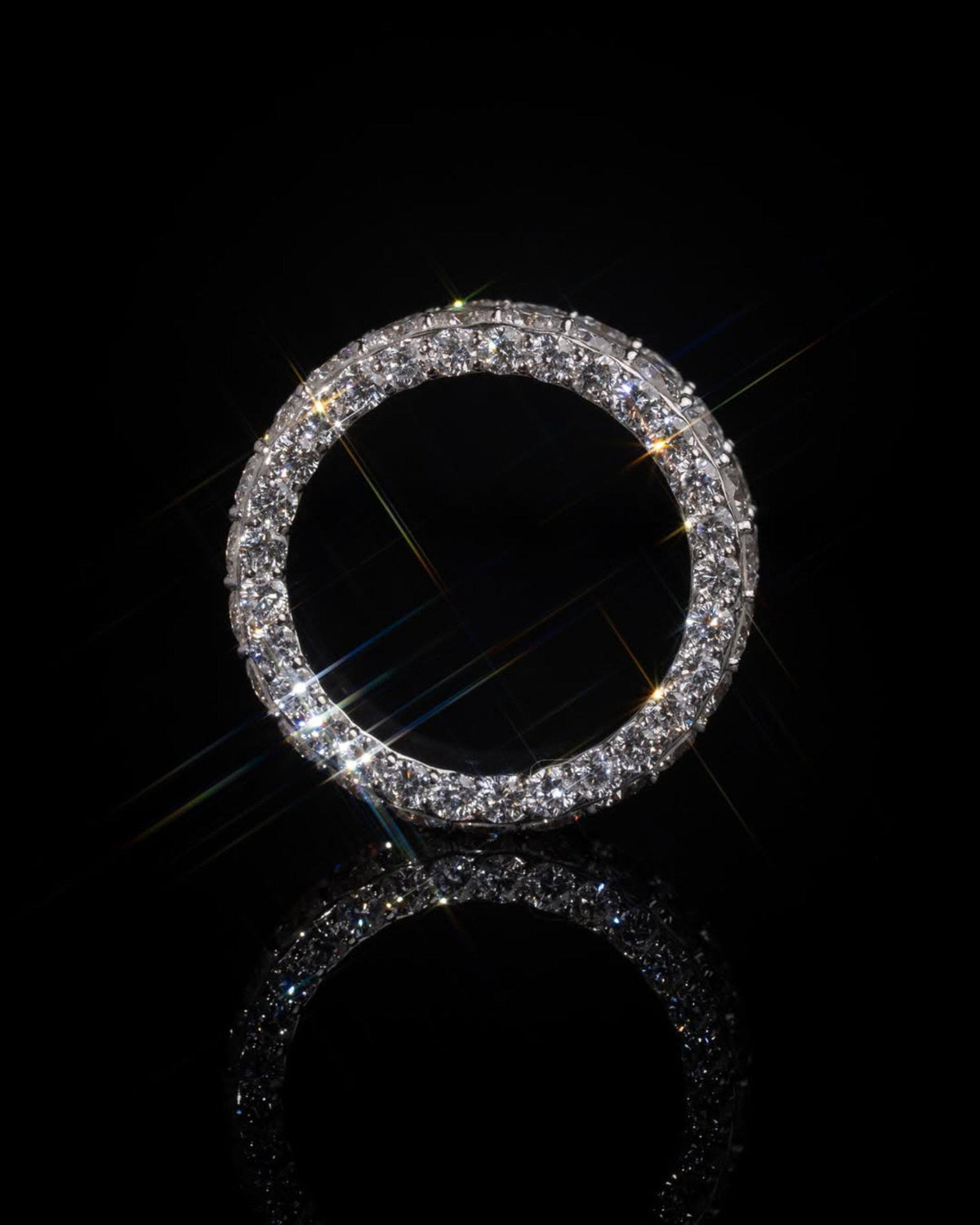 Iced Out Moissanite Eternity Ring – Sterling Silver Luxury Jewelry for Men, Iced Out Pinky Ring, Statement Rings For Him