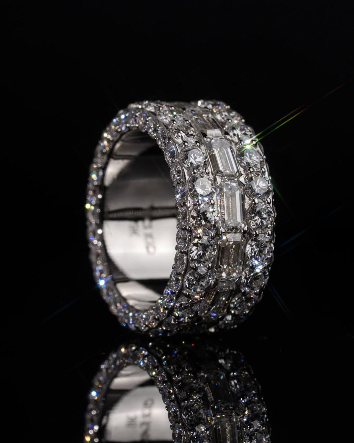 Iced Out Moissanite Eternity Ring – Sterling Silver Luxury Jewelry for Men, Iced Out Pinky Ring, Statement Rings For Him