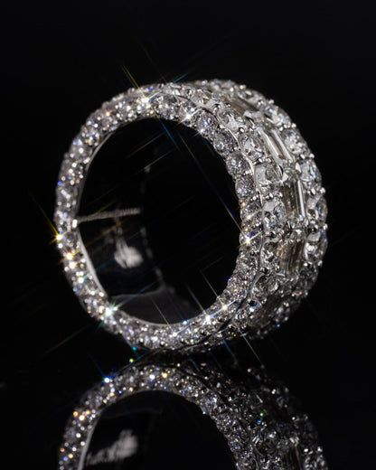 Iced Out Moissanite Eternity Ring – Sterling Silver Luxury Jewelry for Men, Iced Out Pinky Ring, Statement Rings For Him