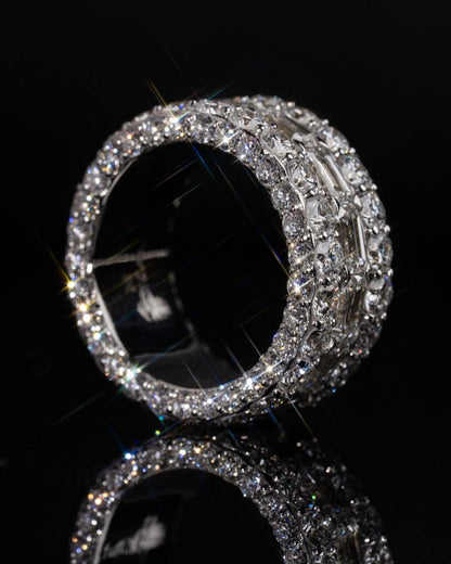 Iced Out Moissanite Eternity Ring – Sterling Silver Luxury Jewelry for Men, Iced Out Pinky Ring, Statement Rings For Him