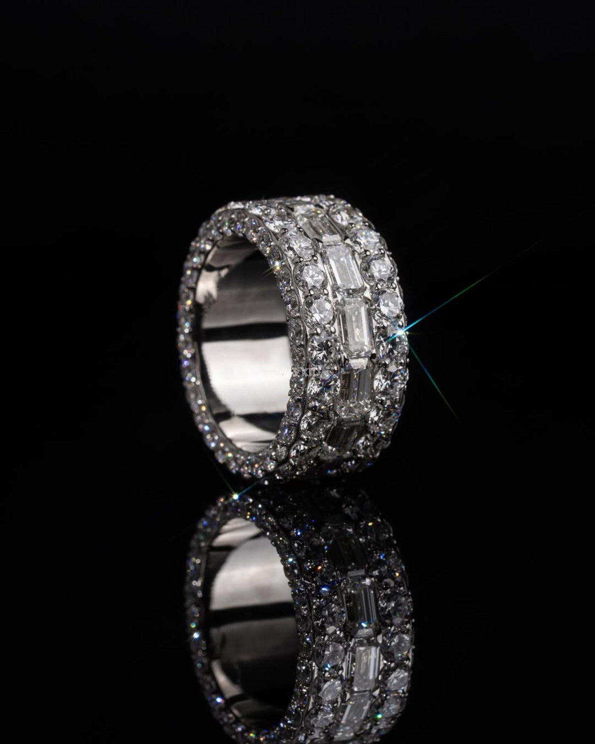 Iced Out Moissanite Eternity Ring – Sterling Silver Luxury Jewelry for Men, Iced Out Pinky Ring, Statement Rings For Him