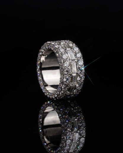 Iced Out Moissanite Eternity Ring – Sterling Silver Luxury Jewelry for Men, Iced Out Pinky Ring, Statement Rings For Him
