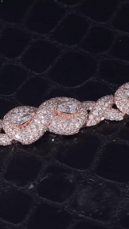 12mm Infinity X Pear Link Bracelet | VVS1 Moissanite Diamonds | Rhodium Plated 925 Sterling Silver Luxury Hip Hop Jewelry | Unisex Gift