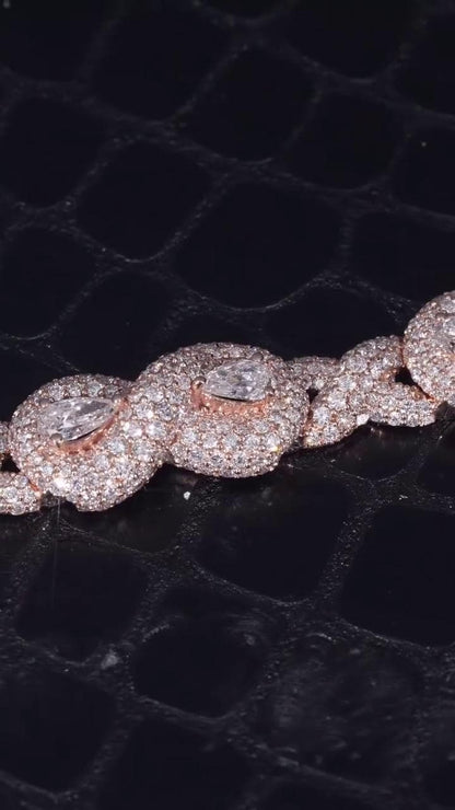 12mm Infinity X Pear Link Bracelet | VVS1 Moissanite Diamonds | Rhodium Plated 925 Sterling Silver Luxury Hip Hop Jewelry | Unisex Gift