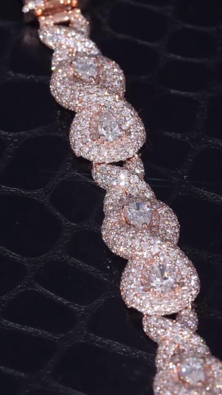 12mm Infinity X Pear Link Bracelet | VVS1 Moissanite Diamonds | Rhodium Plated 925 Sterling Silver Luxury Hip Hop Jewelry | Unisex Gift