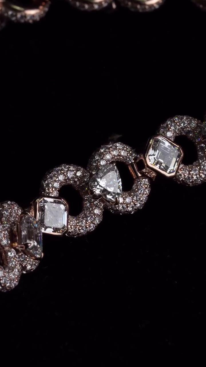 12mm Infinity Link Moissanite Chain | Mixed Shape Diamond Necklace | Asscher Bezel Links | 925 Sterling Silver | Iced Out Chain