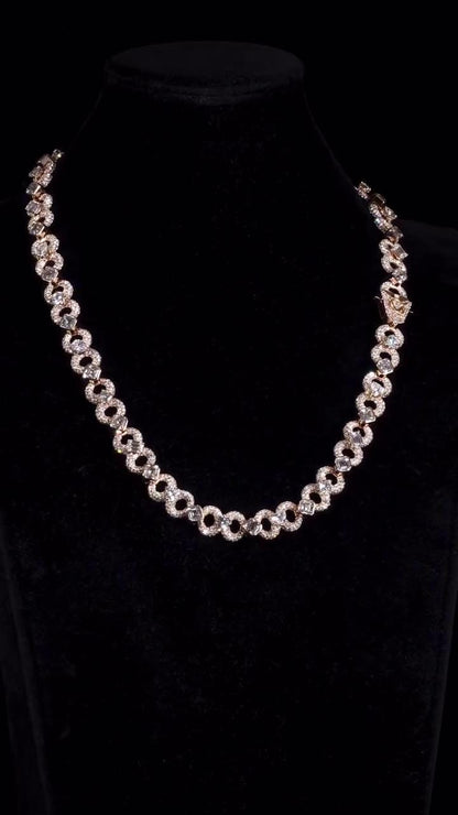 12mm Infinity Link Moissanite Chain | Mixed Shape Diamond Necklace | Asscher Bezel Links | 925 Sterling Silver | Iced Out Chain