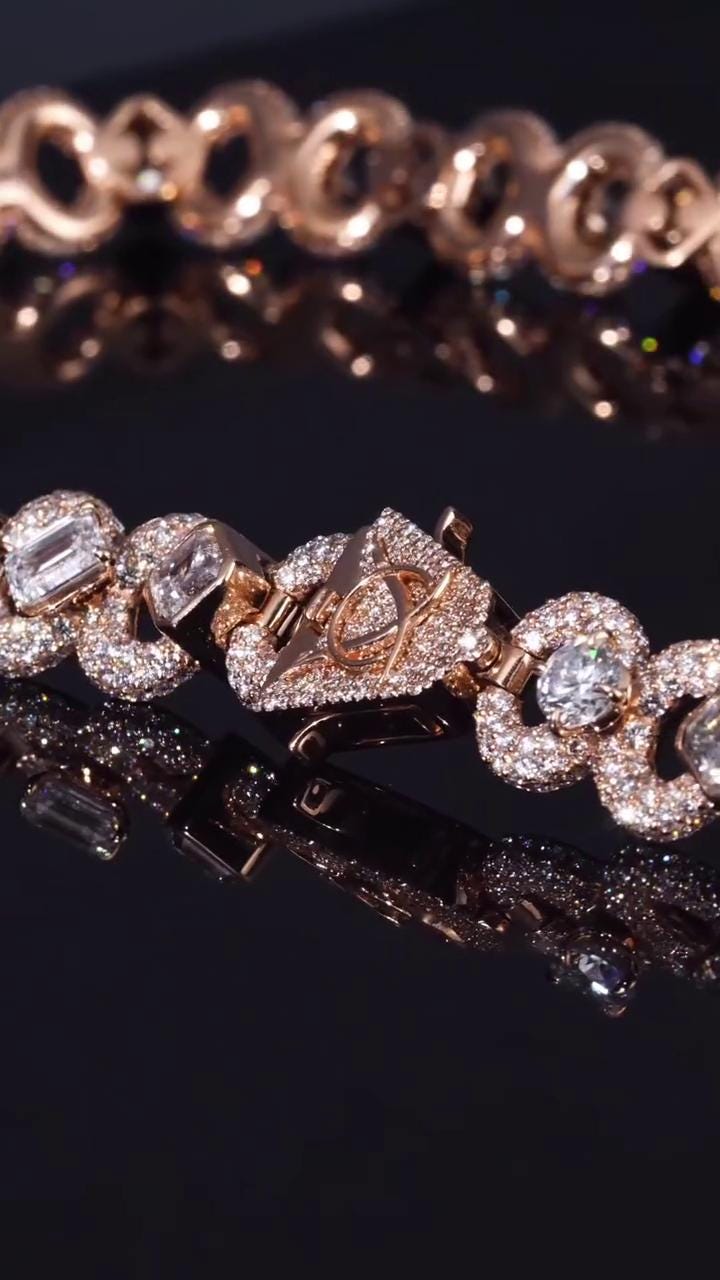 12mm Infinity Link Moissanite Chain | Mixed Shape Diamond Necklace | Asscher Bezel Links | 925 Sterling Silver | Iced Out Chain