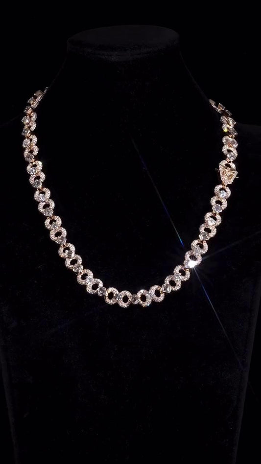 12mm Infinity Link Moissanite Chain | Mixed Shape Diamond Necklace | Asscher Bezel Links | 925 Sterling Silver | Iced Out Chain