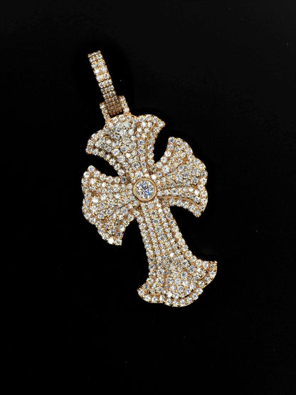 Iced Out Cross Pendant, 1.5" Moissanite or Lab Grown Diamonds, 925 Sterling Silver or 10K Gold, Luxury Hip Hop Jewelry for Men & Women