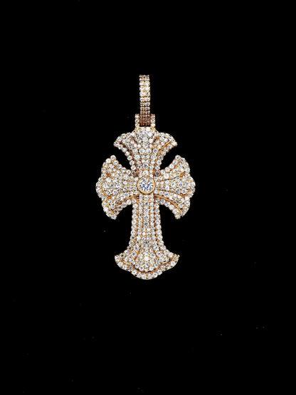 Iced Out Cross Pendant, 1.5" Moissanite or Lab Grown Diamonds, 925 Sterling Silver or 10K Gold, Luxury Hip Hop Jewelry for Men & Women