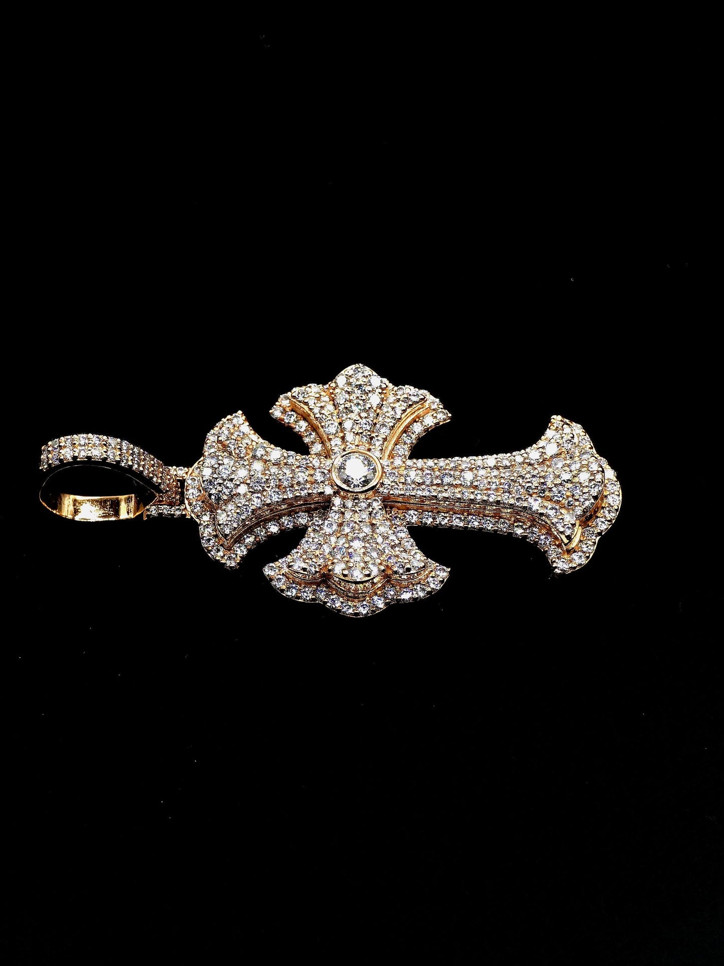 Iced Out Cross Pendant, 1.5" Moissanite or Lab Grown Diamonds, 925 Sterling Silver or 10K Gold, Luxury Hip Hop Jewelry for Men & Women