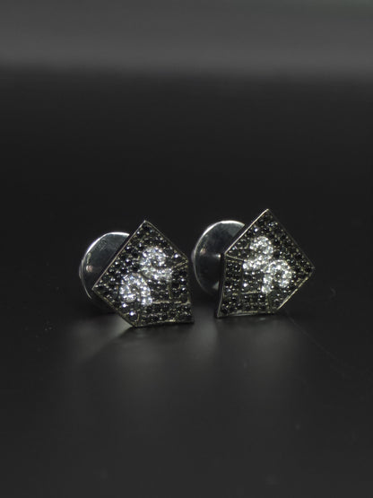 Black & White Moissanite Stud Earrings | 925 Silver Iced Out Hip Hop Earrings | Screw Back Luxury Unisex Jewelry