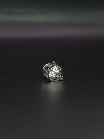 Black & White Moissanite Stud Earrings | 925 Silver Iced Out Hip Hop Earrings | Screw Back Luxury Unisex Jewelry