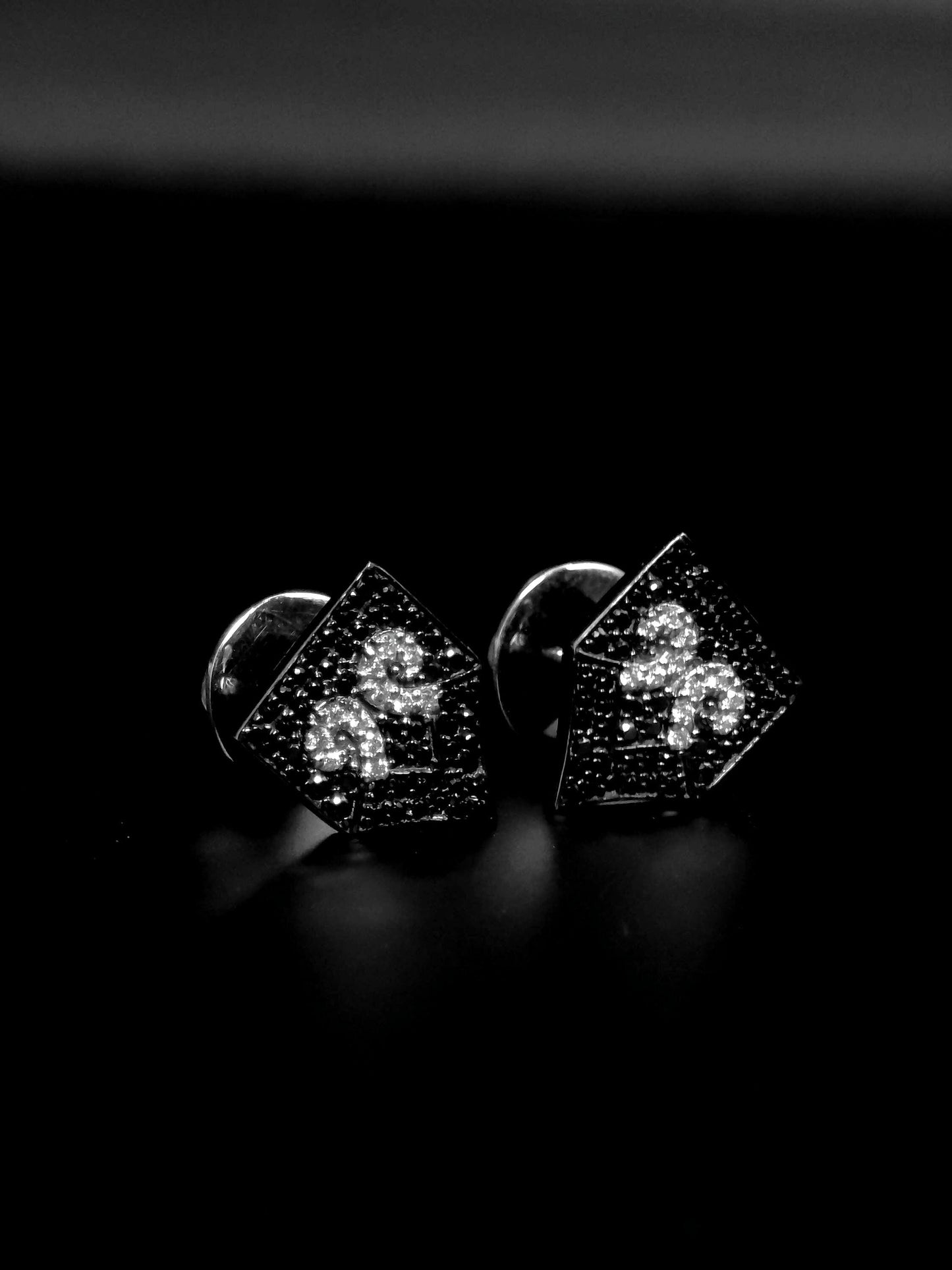 Black & White Moissanite Stud Earrings | 925 Silver Iced Out Hip Hop Earrings | Screw Back Luxury Unisex Jewelry