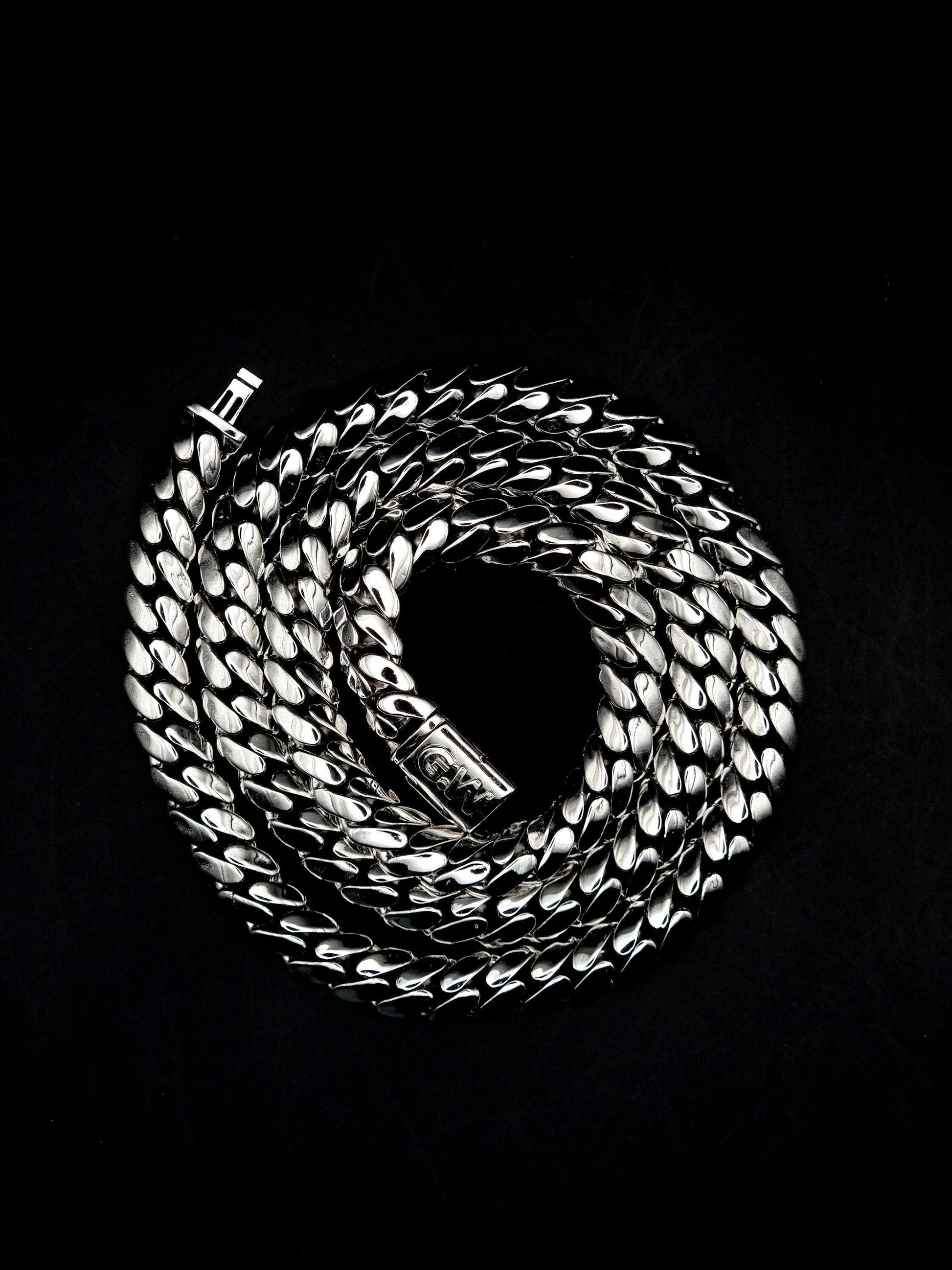 8mm Miami Cuban Link Chain, Men/Women Chain, Cuban Necklace, Available in 925 Sterling Silver/10k Solid Gold
