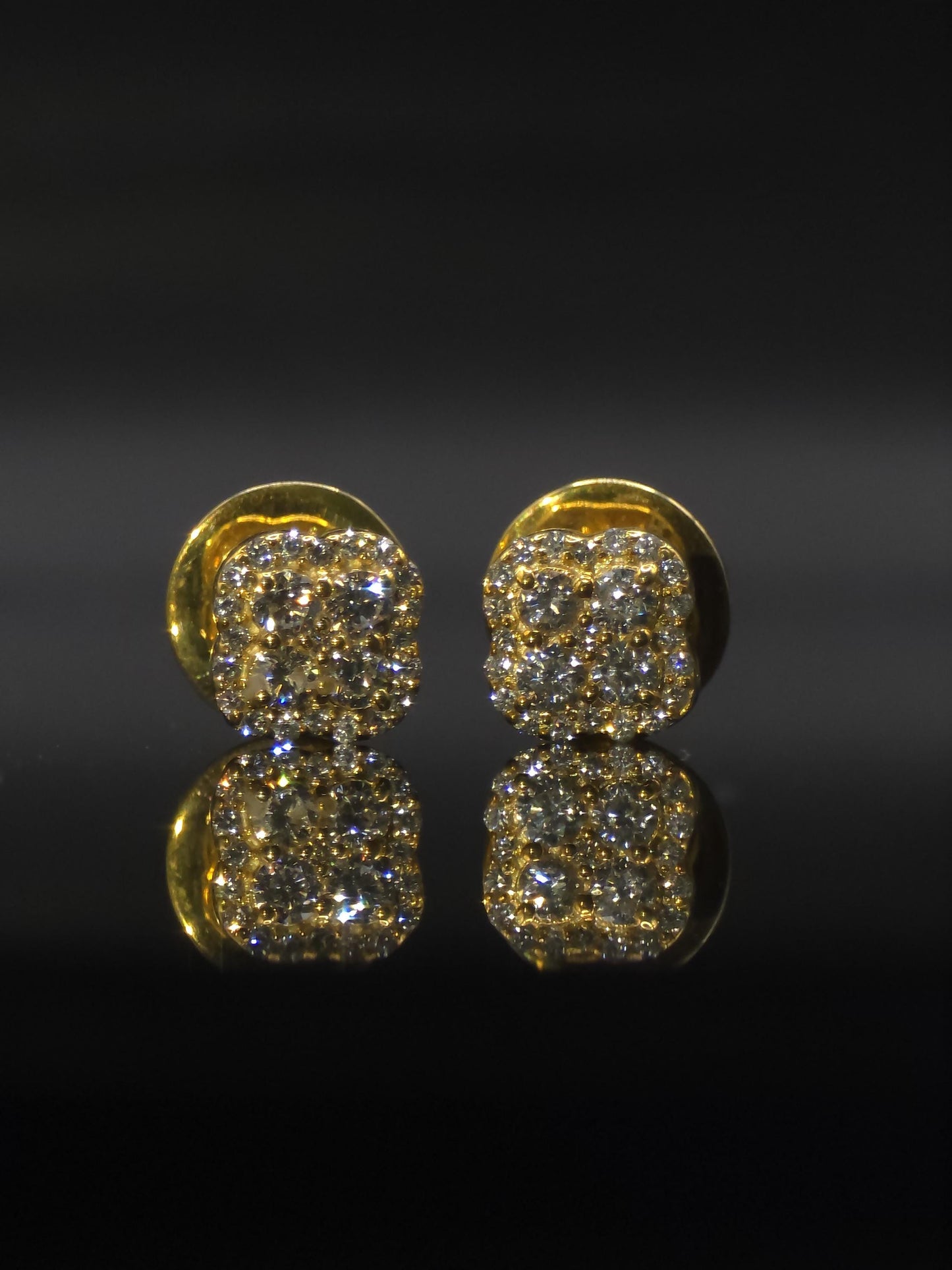 8mm Clover Shaped Moissanite Stud Earrings, D Color VVS1 Round Cut, 925 Sterling Silver, Passes Diamond Tester