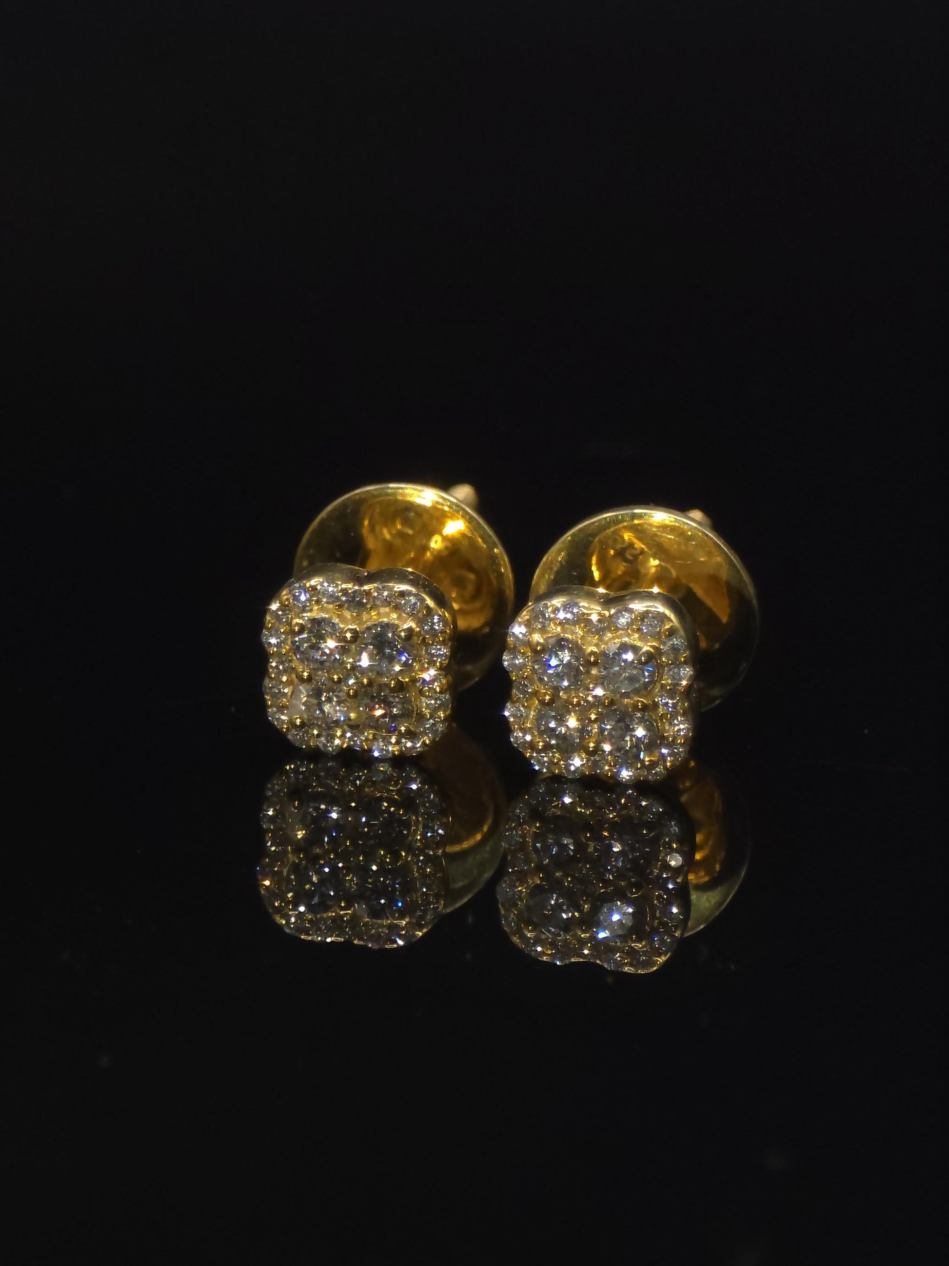 8mm Clover Shaped Moissanite Stud Earrings, D Color VVS1 Round Cut, 925 Sterling Silver, Passes Diamond Tester