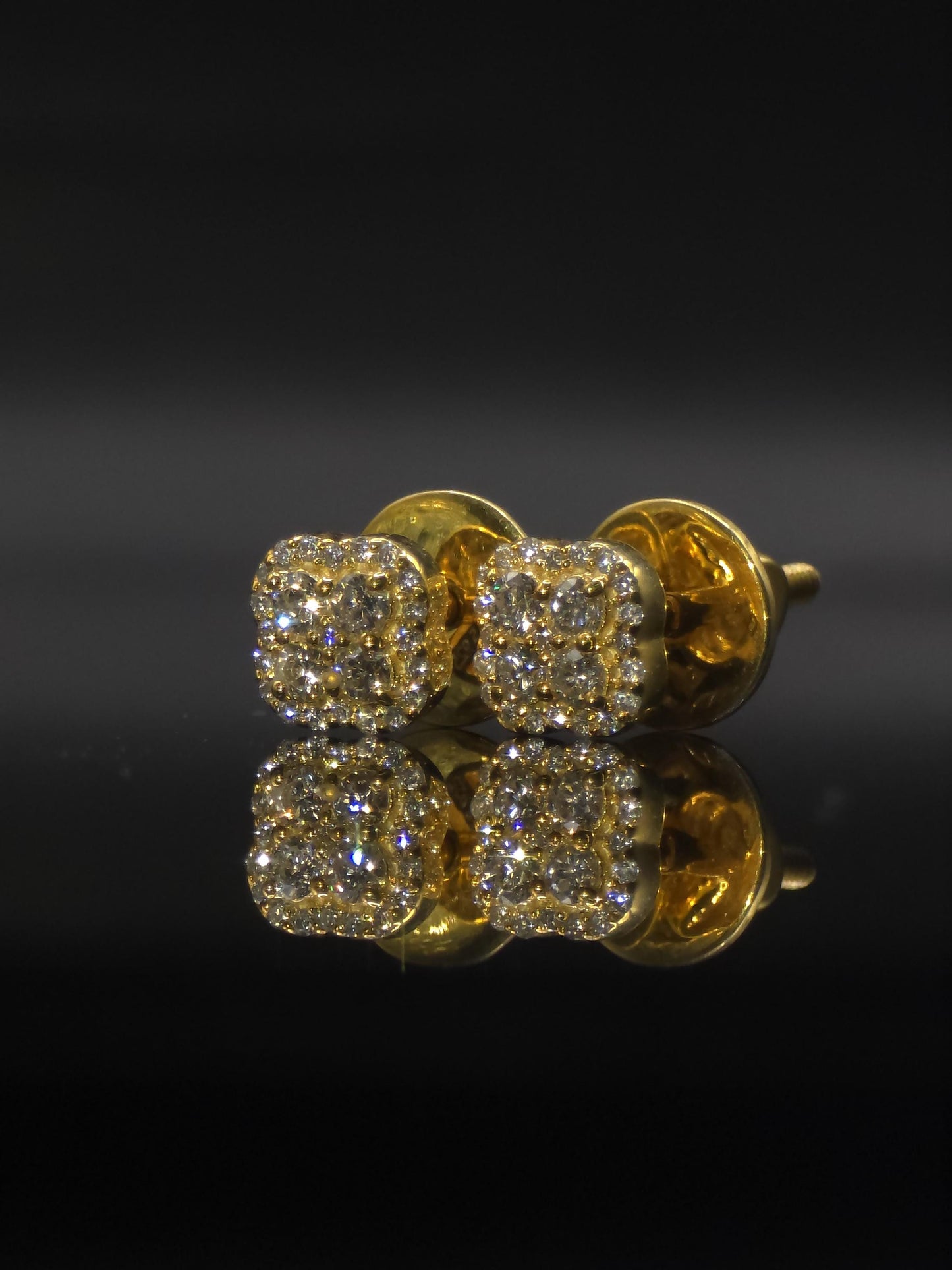 8mm Clover Shaped Moissanite Stud Earrings, D Color VVS1 Round Cut, 925 Sterling Silver, Passes Diamond Tester