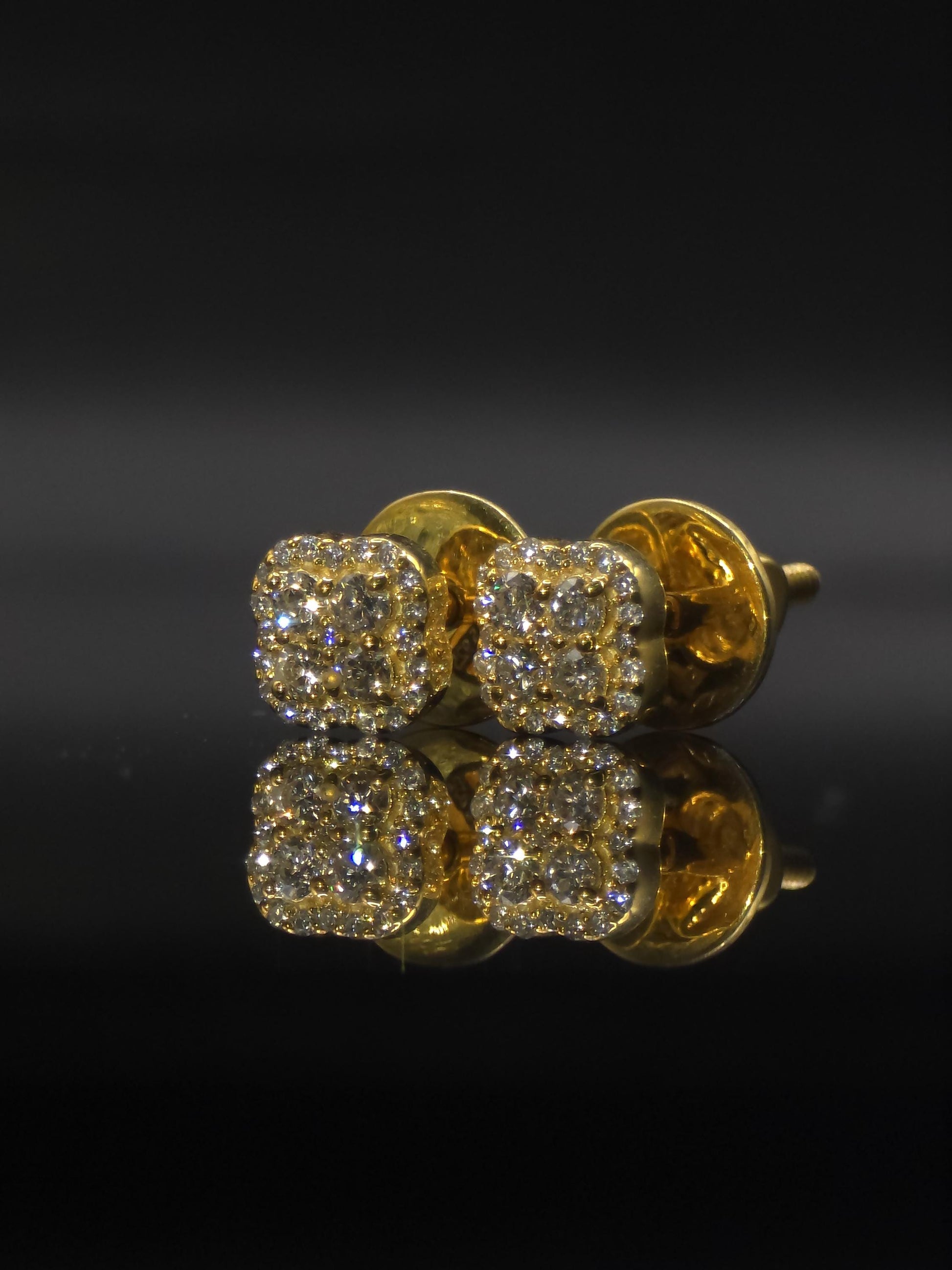 8mm Clover Shaped Moissanite Stud Earrings, D Color VVS1 Round Cut, 925 Sterling Silver, Passes Diamond Tester