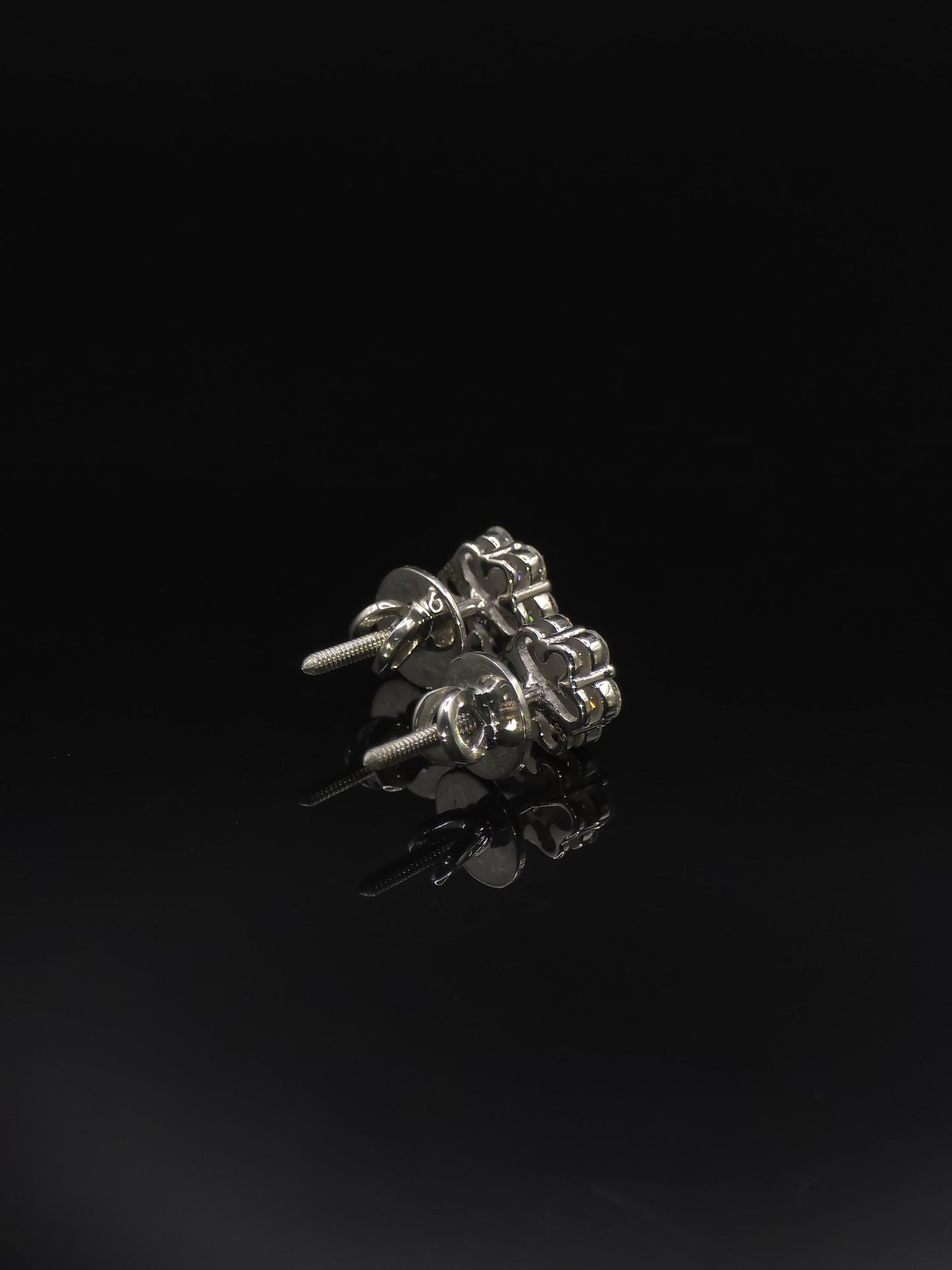 8mm Flower Set Moissanite Stud Earrings, D Color VVS1 Round Cut, 925 Sterling Silver, Passes Diamond Tester