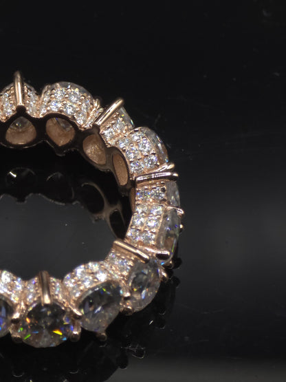 Eternity Band Ring | Pear Shape Moissanite | D Color VVS1 Moissanite Diamonds | Iced Out Prongs | 925 Silver